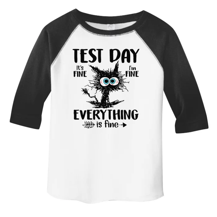 Funny Stressed Cat Teacher Student Testing Day Toddler Fine Jersey T-Shirt