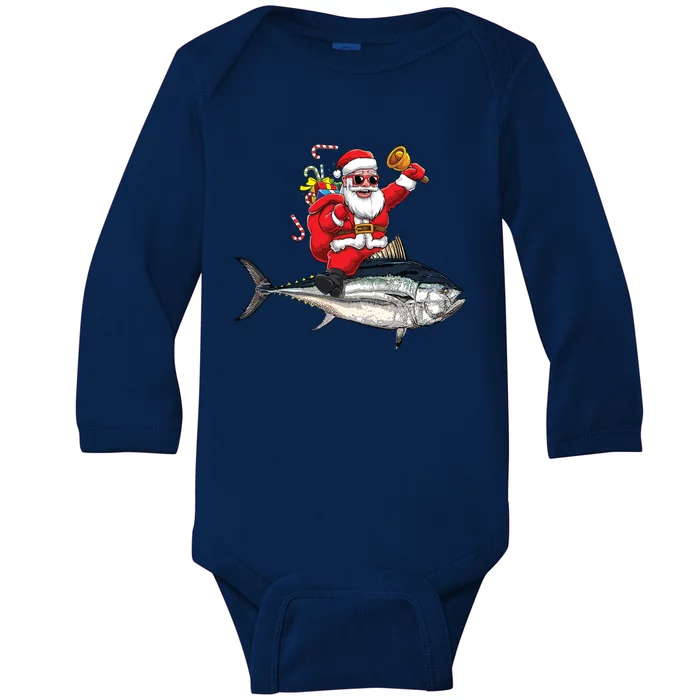 Funny Santa Claus Tuna Fish Fisherman Gift Baby Long Sleeve Bodysuit