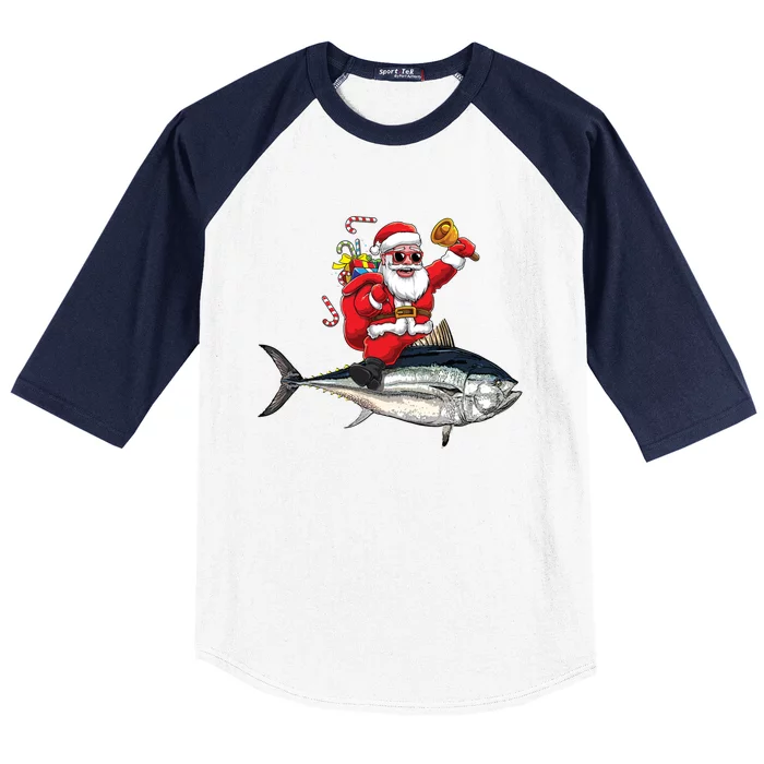 Funny Santa Claus Tuna Fish Fisherman Gift Baseball Sleeve Shirt