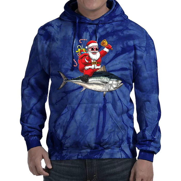 Funny Santa Claus Tuna Fish Fisherman Gift Tie Dye Hoodie