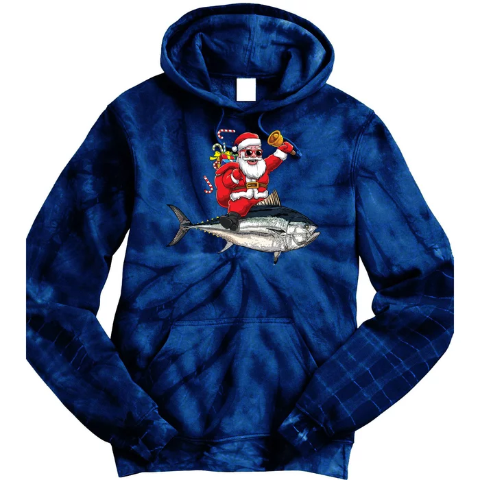 Funny Santa Claus Tuna Fish Fisherman Gift Tie Dye Hoodie