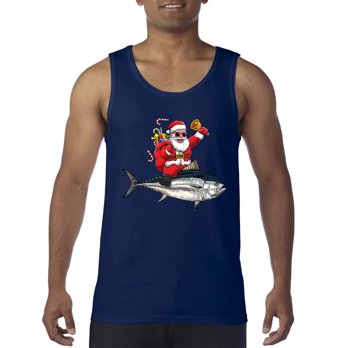 Funny Santa Claus Tuna Fish Fisherman Gift Tank Top