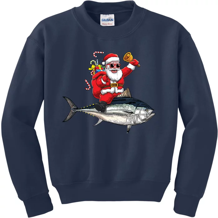 Funny Santa Claus Tuna Fish Fisherman Gift Kids Sweatshirt