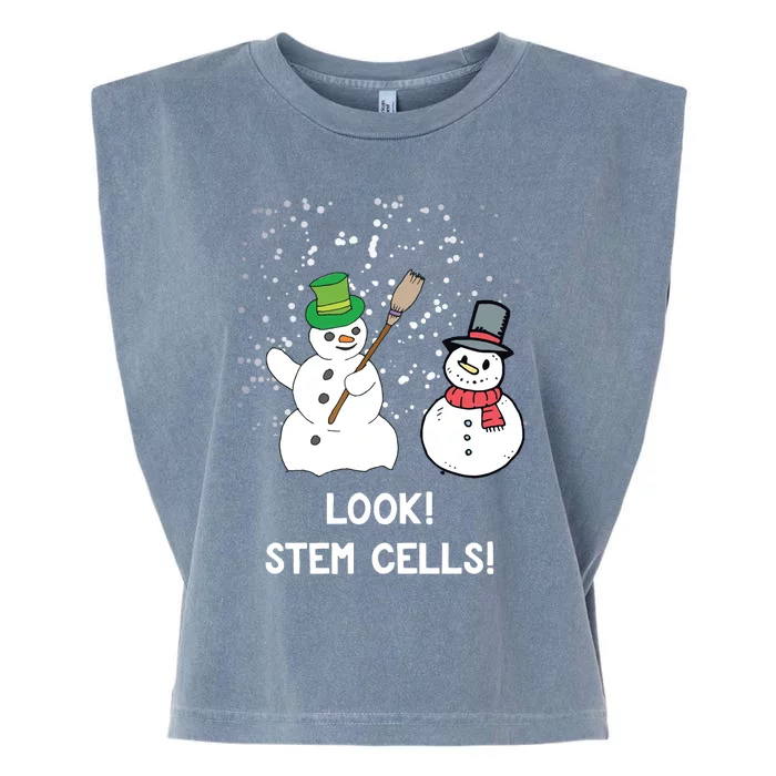 Funny Snowman Christmas Science Xmas Biology Snow Stem Cells Garment-Dyed Women's Muscle Tee