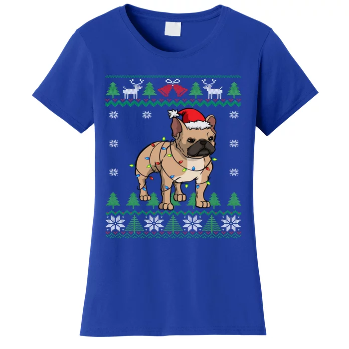 Frenchie Santa Claus Cute French Bulldog Ugly Christmas Gift Women's T-Shirt