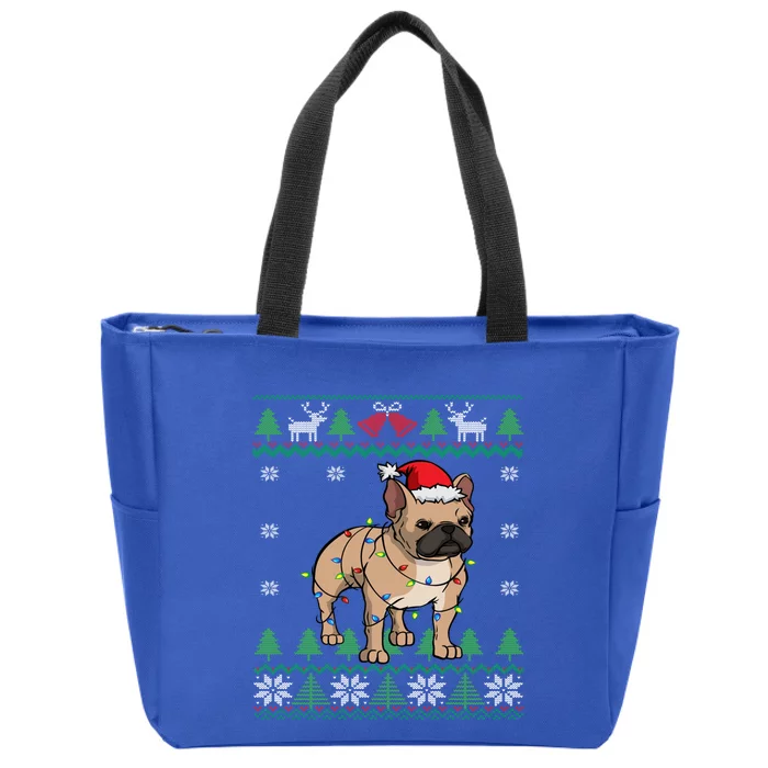 Frenchie Santa Claus Cute French Bulldog Ugly Christmas Gift Zip Tote Bag