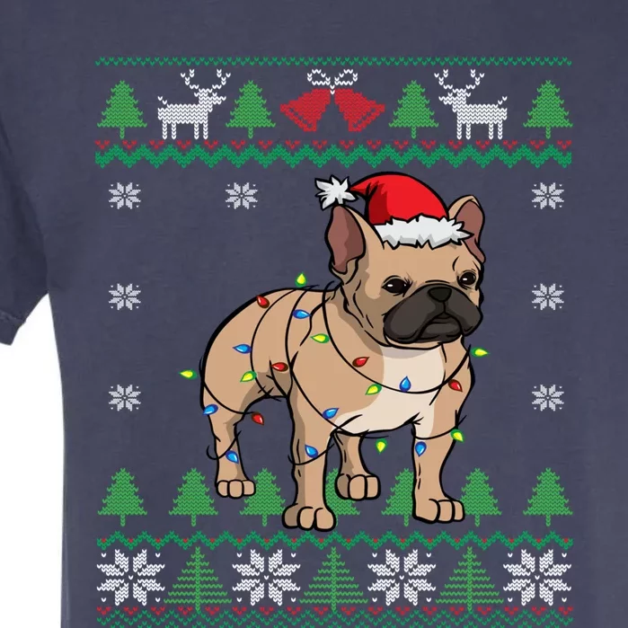 Frenchie Santa Claus Cute French Bulldog Ugly Christmas Gift Garment-Dyed Heavyweight T-Shirt