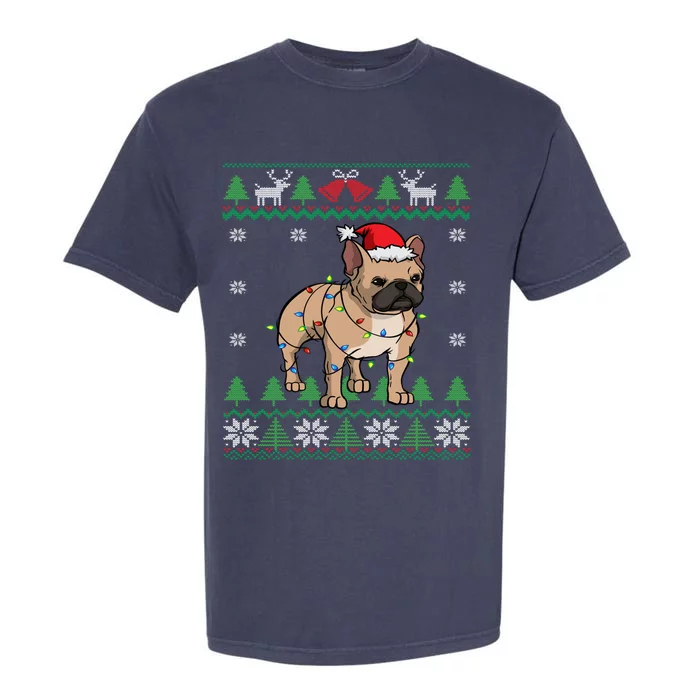 Frenchie Santa Claus Cute French Bulldog Ugly Christmas Gift Garment-Dyed Heavyweight T-Shirt