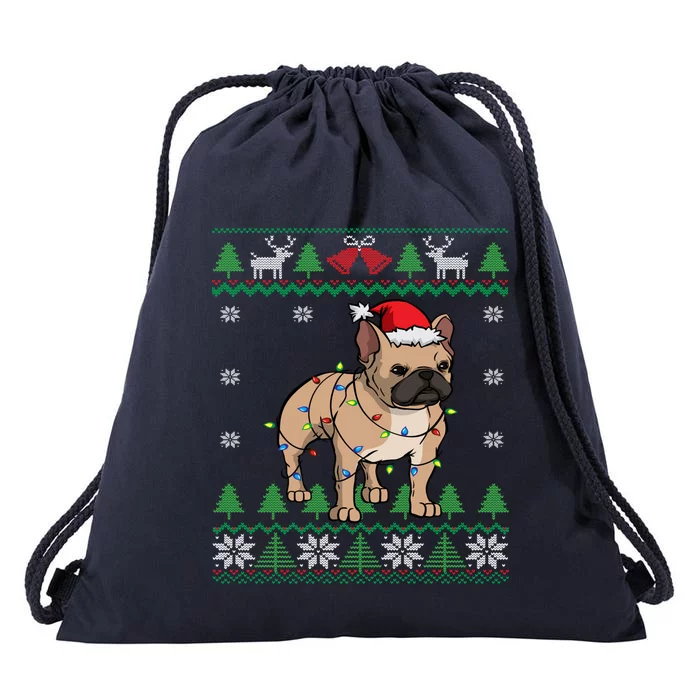 Frenchie Santa Claus Cute French Bulldog Ugly Christmas Gift Drawstring Bag