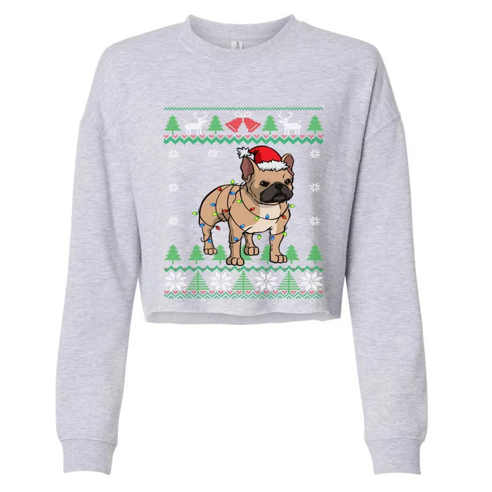 Frenchie Santa Claus Cute French Bulldog Ugly Christmas Gift Cropped Pullover Crew