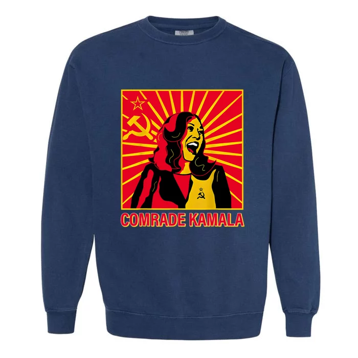 Fun Socialist Comrade Kamala Commie La Harris 2024 Kammunism Garment-Dyed Sweatshirt