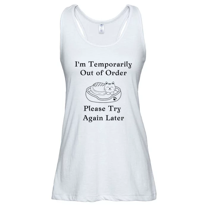 Funny Sleepy Cat Temporarily Out Of Order Ladies Essential Flowy Tank