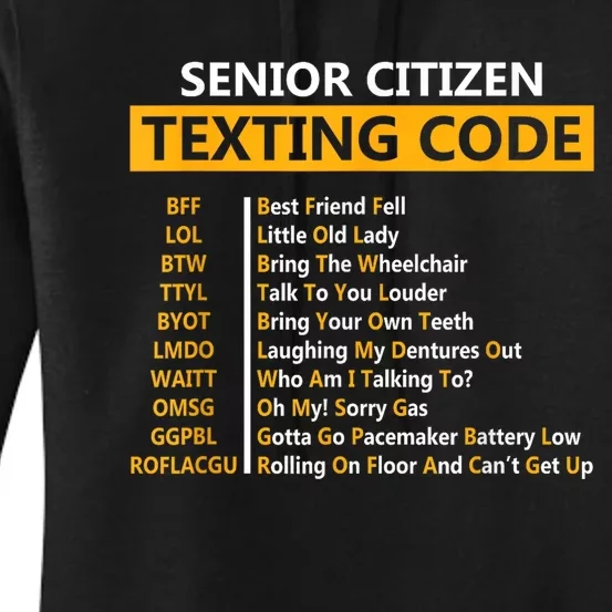 Funny Senior Citizens Texting Code Fathers Day For Grandpa Women's Pullover Hoodie