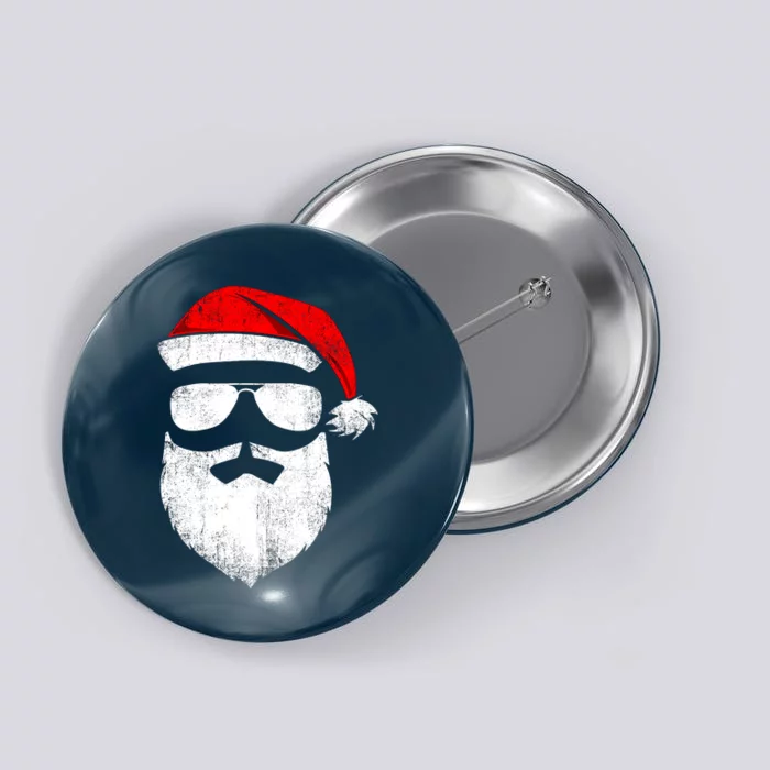 Funny Santa Claus Face Sunglasses With Hat Beard Christmas Button