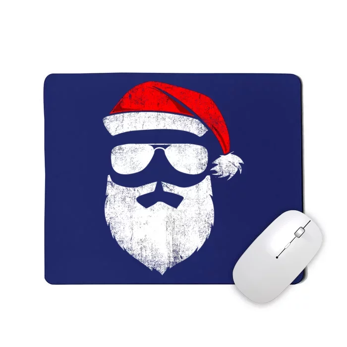 Funny Santa Claus Face Sunglasses With Hat Beard Christmas Mousepad