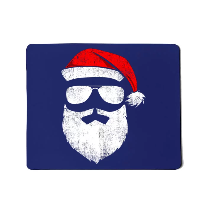 Funny Santa Claus Face Sunglasses With Hat Beard Christmas Mousepad