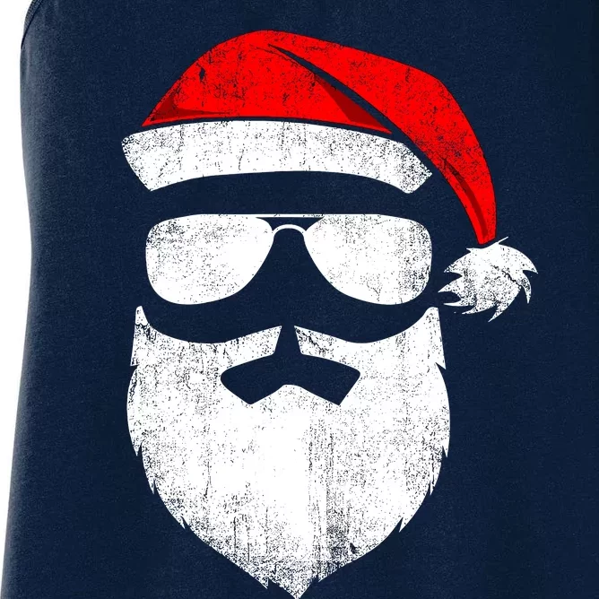 Funny Santa Claus Face Sunglasses With Hat Beard Christmas Women's Racerback Tank