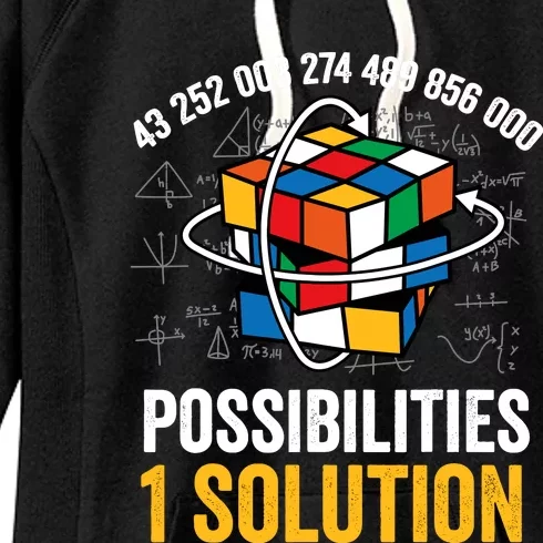 Funny Speed Cubing Puzzle Cuber Math One Solution Women's Fleece Hoodie