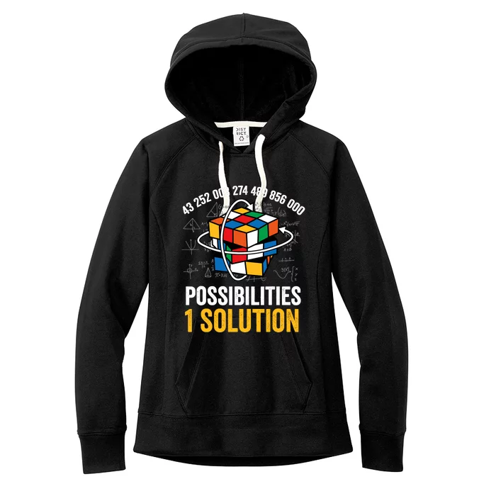 Funny Speed Cubing Puzzle Cuber Math One Solution Women's Fleece Hoodie