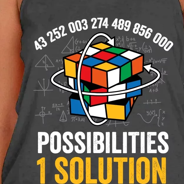 Funny Speed Cubing Puzzle Cuber Math One Solution Women's Knotted Racerback Tank