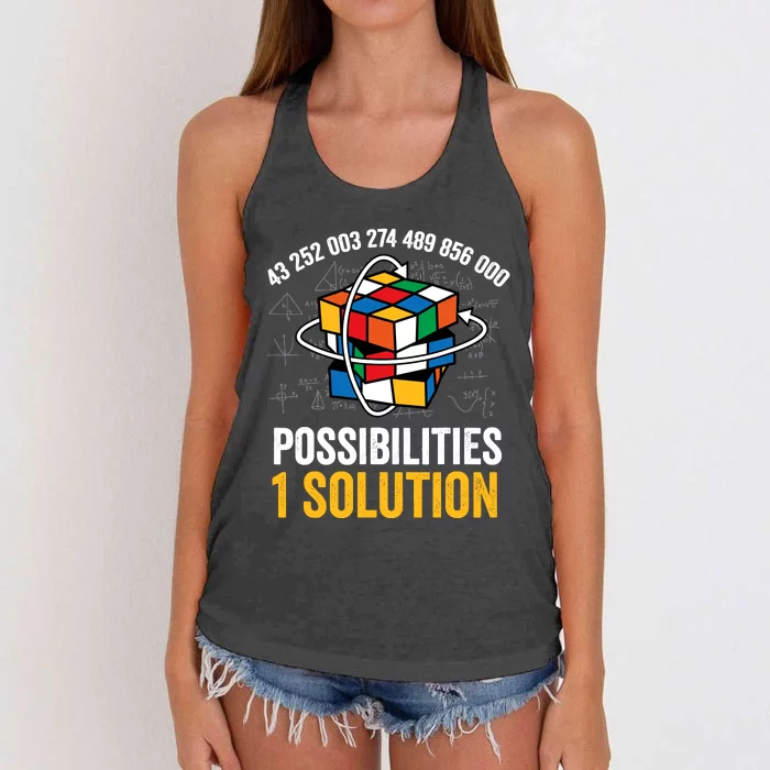 Funny Speed Cubing Puzzle Cuber Math One Solution Women's Knotted Racerback Tank