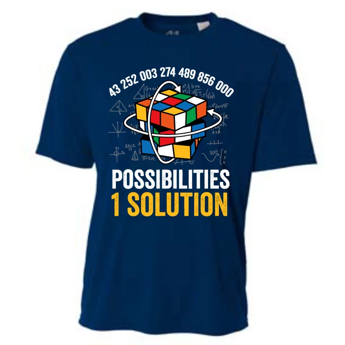 Funny Speed Cubing Puzzle Cuber Math One Solution Cooling Performance Crew T-Shirt