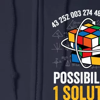 Funny Speed Cubing Puzzle Cuber Math One Solution Full Zip Hoodie