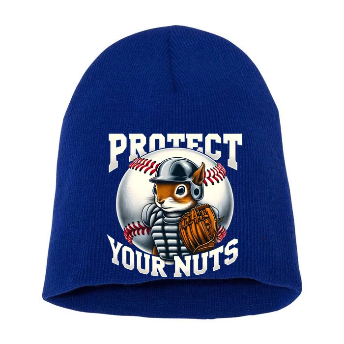 Funny Squirrel Catcher Protect Your Nuts Baseball Lover Gift Short Acrylic Beanie