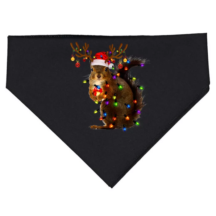 Funny Squirrel Christmas Tree Lights Reindeer Santa Hat Xmas USA-Made Doggie Bandana