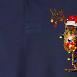 Funny Squirrel Christmas Tree Lights Reindeer Santa Hat Xmas Softstyle Adult Sport Polo