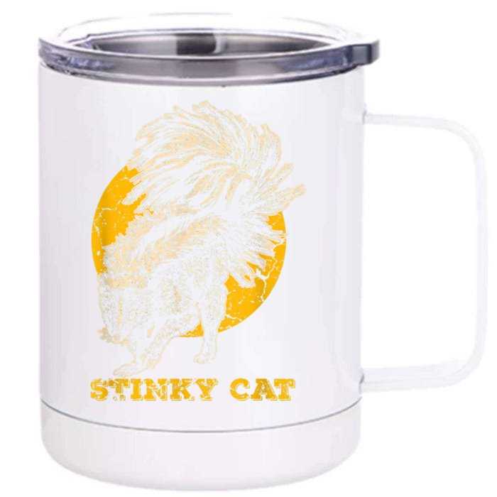 Funny Skunk Cat Front & Back 12oz Stainless Steel Tumbler Cup