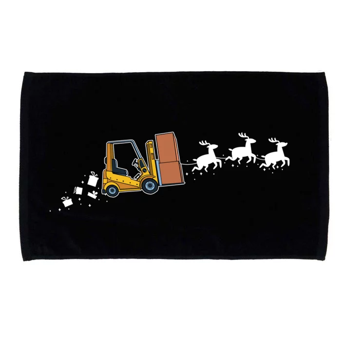 Forklift Santa Christmas Sleigh Funny Forklift Xmas Gift Microfiber Hand Towel