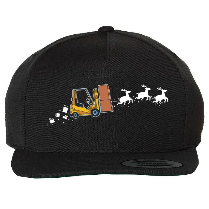 Forklift Santa Christmas Sleigh Funny Forklift Xmas Gift Wool Snapback Cap