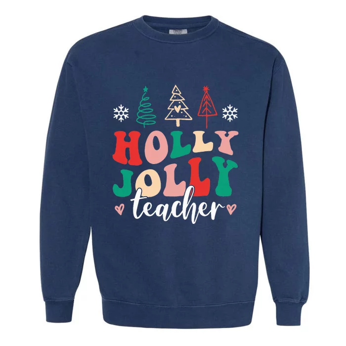 Festive Santa Christmas Teacher Humor Xmas Garment-Dyed Sweatshirt