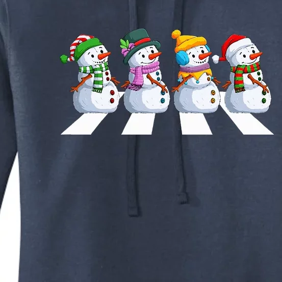 funny snowman Crossing Road Crosswalk snowmies Christmas Women's Pullover Hoodie