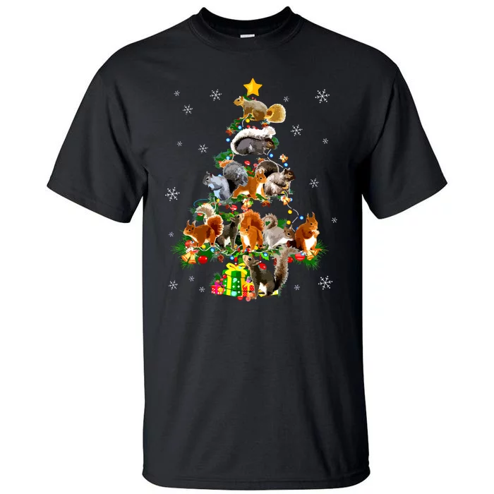 Funny Squirrel Christmas Tree Squirrel Lover Xmas Gifts Tall T-Shirt