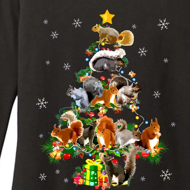 Funny Squirrel Christmas Tree Squirrel Lover Xmas Gifts Womens CVC Long Sleeve Shirt