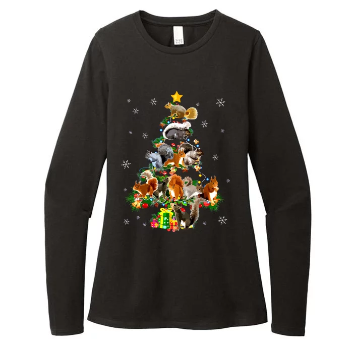 Funny Squirrel Christmas Tree Squirrel Lover Xmas Gifts Womens CVC Long Sleeve Shirt