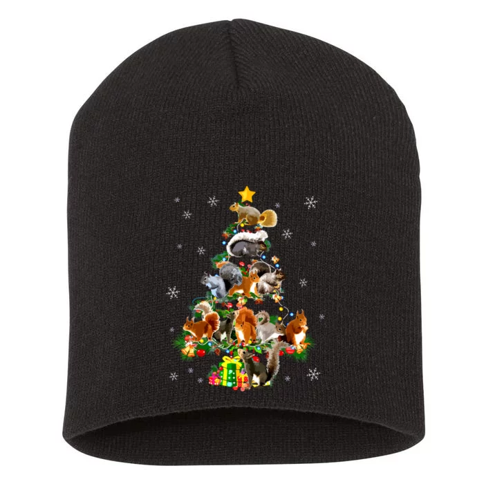 Funny Squirrel Christmas Tree Squirrel Lover Xmas Gifts Short Acrylic Beanie