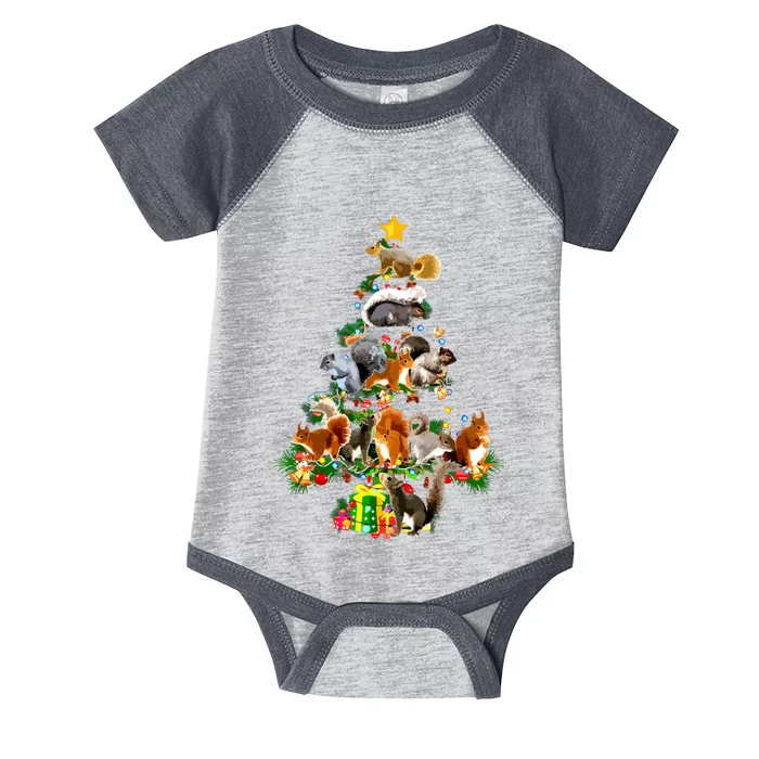 Funny Squirrel Christmas Tree Squirrel Lover Xmas Gifts Infant Baby Jersey Bodysuit