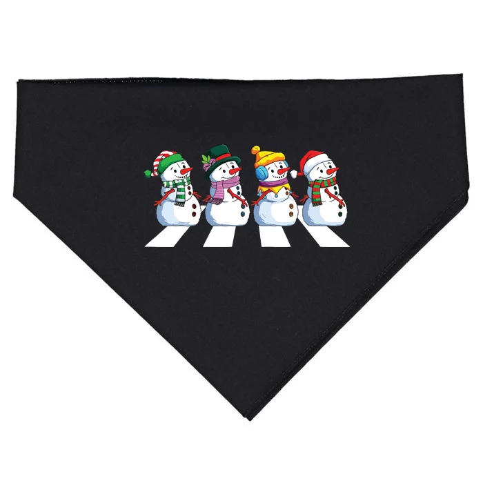 Funny Snowman Crossing Road Crosswalk Snowmies Christmas Kids USA-Made Doggie Bandana