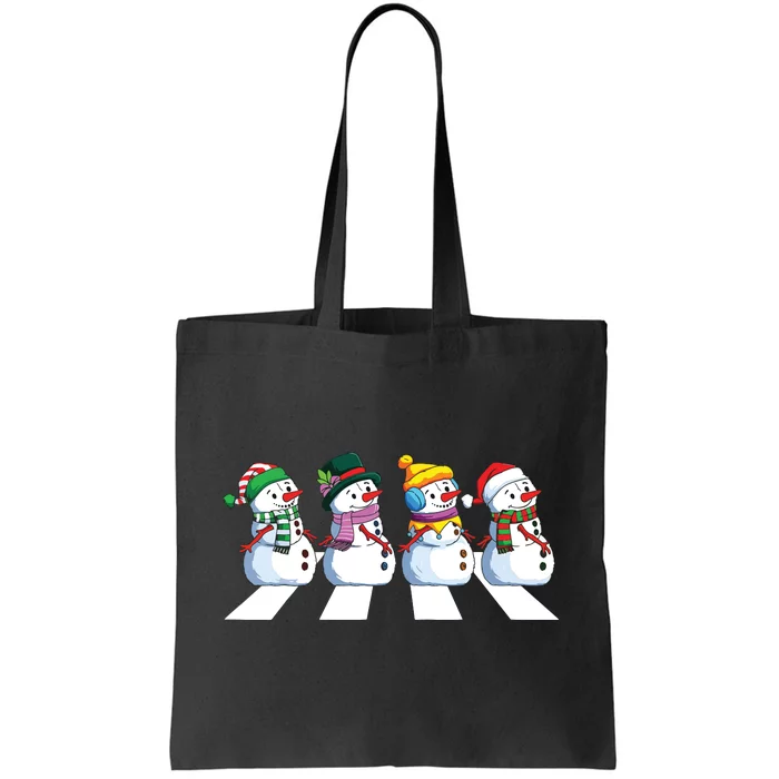 Funny Snowman Crossing Road Crosswalk Snowmies Christmas Kids Tote Bag