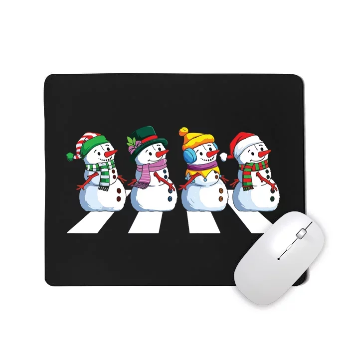 Funny Snowman Crossing Road Crosswalk Snowmies Christmas Kids Mousepad