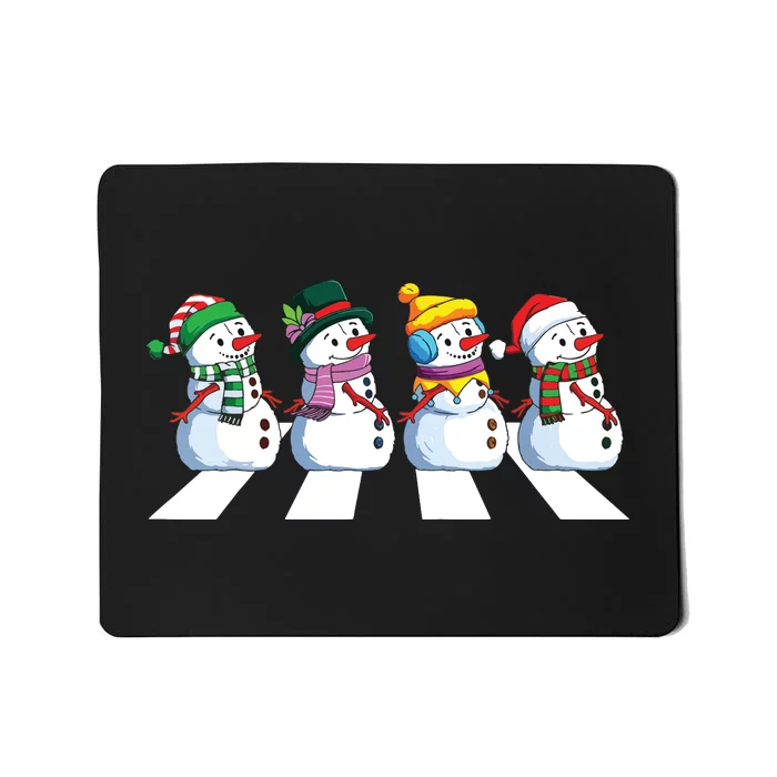 Funny Snowman Crossing Road Crosswalk Snowmies Christmas Kids Mousepad