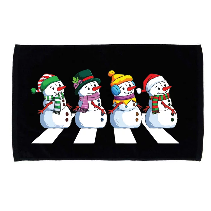 Funny Snowman Crossing Road Crosswalk Snowmies Christmas Kids Microfiber Hand Towel