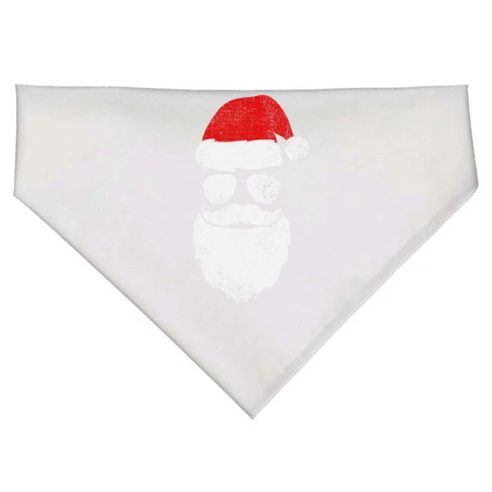 Funny Santa Claus Face Sunglasses With Hat Beard Christmas Cute USA-Made Doggie Bandana