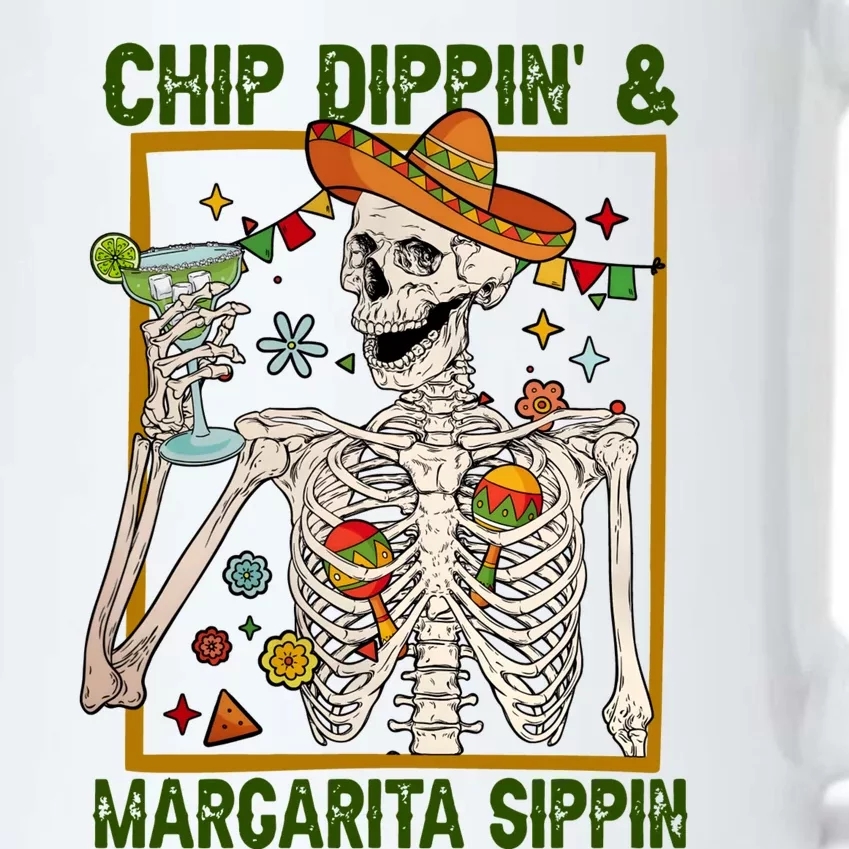 Funny Skeleton Chip Dippin And Margarita Sippin Black Color Changing Mug