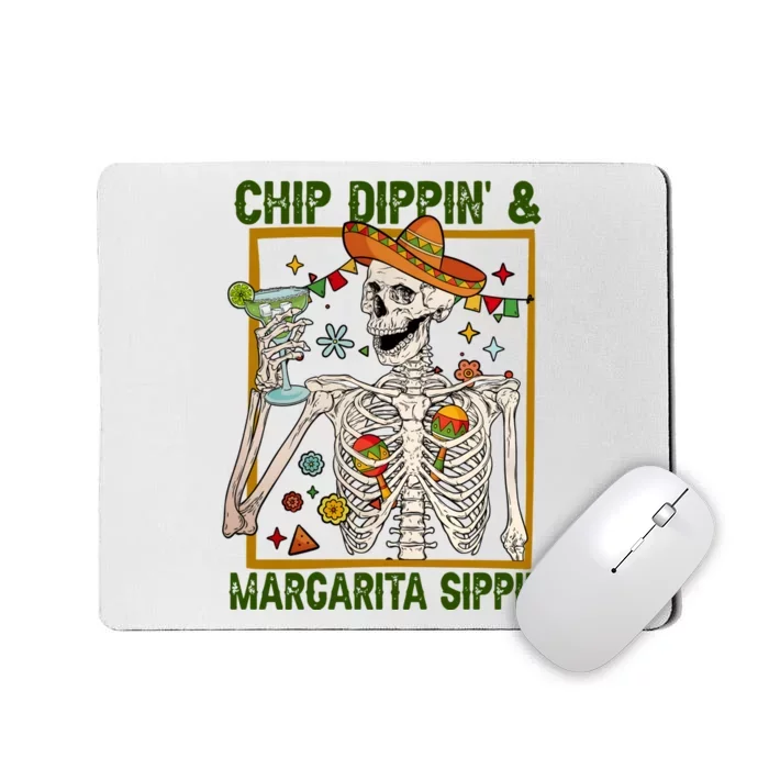 Funny Skeleton Chip Dippin And Margarita Sippin Mousepad