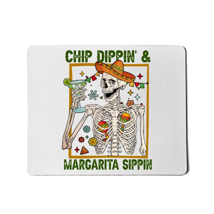 Funny Skeleton Chip Dippin And Margarita Sippin Mousepad