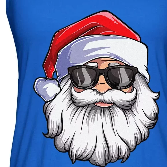 Funny Santa Claus Face Sunglasses With Hat Beard Christmas Gift Ladies Essential Flowy Tank